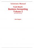 Solutions Manual for Frank Wood s Business Accounting (Volume 1 &2 ) 13th Edition By Alan Sangster, Frank Wood (All Chapters, 100% Original Verified, A+ Grade)