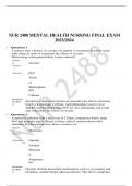 NUR 2488 MENTAL HEALTH NURSING FINAL EXAM 2023/2024