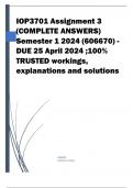 IOP3701 Assignment 3 (COMPLETE ANSWERS) Semester 1 2024 (606670) - DUE 25 April 2024 ;100% TRUSTED workings, explanations and solutions