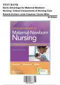 Test Bank for Davis Advantage for Maternal-Newborn Nursing Critical Components of Nursing Care, 4th Edition by Durham, 9781719645737, Covering Chapters 1-19 | Includes Rationales