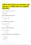 CHEM 335 Final Exam Questions and Answers | Verified Answers| Updated 2024/2025