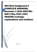 HSY1512 Assignment 5 (COMPLETE ANSWERS) Semester 1 2024 (659796) - DUE 2 May 2024 ;100% TRUSTED workings, explanations and solutions.