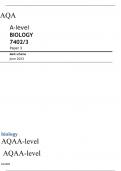 AQA    A-level BIOLOGY 7402/3 Paper 3 Mark scheme June 2023