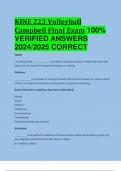 BEST REVIEW KINE 223 Volleyball Campbell Final Exam 100%  VERIFIED ANSWERS  2024/2025 CORRECT