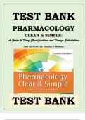 TEST BANK For Pharmacology Clear and Simple: A Guide to Drug Classifications and Dosage Calculations, 4th Edition by Cynthia J. Watkins