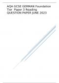 AQA GCSE GERMAN Foundation Tier	Paper 3 Reading QUESTION PAPER JUNE 2023  