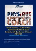 NASM: Physique And BB Coaching Certification Test Study Guide Containing 100 Questions and Answers 2024-2025.
