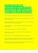 2024 DUTCH BROS MANIFESTO EXAM ACTUAL QUESTIONS AND ANSWERS WITH COMPLETE SOLUTION