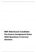 MSF RiderCoach Candidate Pre-Course Assignment Exam 2024 Questions & Correct Answers