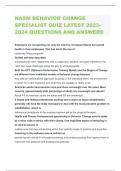 NASM BEHAVIOR CHANGE SPECIALIST QUIZ LATEST 2023-2024 QUESTIONS AND ANSWERS 
