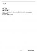 AQA   GCSE HISTORY Paper 1 Section A/B: Germany, 1890–1945: Democracy and dictatorship Thursday 18 May 2023 