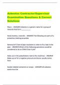 Asbestos Contractor/Supervisor  Examination Questions & Correct  Solutions