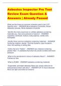 Asbestos Inspector Pre Test  Review Exam Question &  Answers | Already Passed