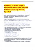 Asbestos Practice Exam 4 Questions With Expert Verified  Solutions| Already Passed |  Updated