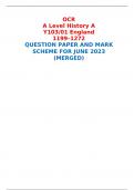 OCR A Level History A Y103/01 England 1199–1272 QUESTION PAPER AND MARK SCHEME FOR JUNE 2023 (MERGED) 