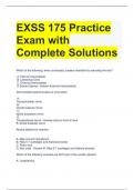 EXSS 175 Practice Exam with Complete Solutions 