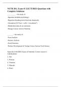 NUTR 201 - San Diego State University NUTR 201, Exam #1 LECTURES Questions with Complete Solutions