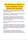 AP US History UNITS 1-5 Exam Question Study Guide with Answers