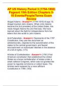 AP US History Period 3 (1754-1800) Pageant 15th Edition Chapters 5-10 Events/People/Terms Exam Review