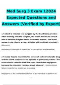 Med Surg 3 Exam 1 2024 Expected Questions and Answers (Verified by Expert)