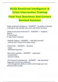 BLEA Emotional Intelligence &  Crisis Intervention Training  Final Test Questions And Correct  Revised Answers