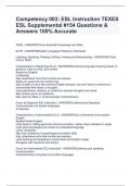 Competency 003: ESL Instruction TEXES ESL Supplemental #154 Questions & Answers 100% Accurate