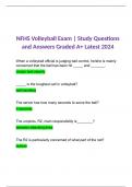 NFHS Volleyball Exam| Practice Questions and Answers Graded A+ Latest 2024