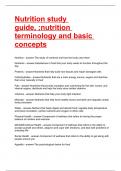 Nutrition study guide, ;nutrition terminology and basic concepts
