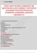 POST-TEST NCHSE COMPLETE 100 QUESTIONS AND CORRECT DETAILED ANSWERS WITH RATIONALES (VERIFIED ANSWERS) ALREADY GRADED A+