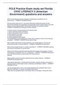 FCLE Practice Exam study set Florida  CIVIC LITERACY 2 (American  Government) questions and answers