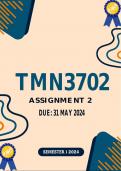 TMN3702  Assignment 2 Due  31 May 