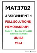 MAT3702 Assignment 1 Complete Solutions UNISA 2024 Due date 15 May 2024 Abstract Algebra