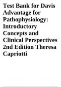 Test Bank for Davis Advantage for Pathophysiology: Introductory Concepts and Clinical Perspectives 2nd Edition Theresa Capriotti
