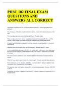 PHSC 102 FINAL EXAM QUESTIONS AND ANSWERS ALL CORRECT 