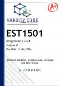 EST1501 Assignment 2 (DETAILED ANSWERS) 2024 - DISTINCTION GUARANTEED