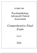 (UOPX) CCMH548 PSYCHOPATHOLOGY ADVANCED CLINICAL ASSESSMENT COMPREHENSIVE FINAL EXAM