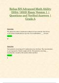 Relias RN Advanced Math Ability (2024 / 2025) Exam Version 1 | Questions and Verified Answers | Grade A