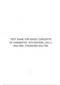 TEST BANK FOR BASIC CONCEPTS OF CHEMISTRY, 9TH EDITION, LEO J. MALONE, THEODORE DOLTER