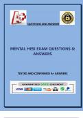 MENTAL HESI EXAM QUESTIONS &  ANSWERS
