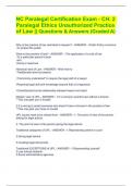NC Paralegal Certification Exam - CH. 2 Paralegal Ethics Unauthorized Practice of Law || Questions & Answers (Graded A)
