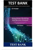 Test Bank for Spreadsheet Modeling and Decision Analysis A Practical Introduction to Business Analysis 9th Edition by Cliff Ragsdale ISBN: 9780357132098 Chapters 1-15 || Complete Guide A+