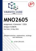 MNO2605 Assignment 4 PORTFOLIIO (DETAILED ANSWERS) Semester 1 2024 - DISTINCTION GUARANTEED