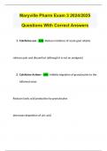 Maryville Pharm Exam 3 2024/2025 Questions With Correct Answers
