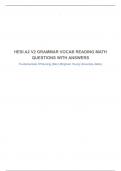 HESI A2 V2 GRAMMAR VOCAB READING MATH QUESTIONS WITH ANSWERS PASS AT FIRST ATTEMPT