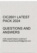 CIC2601 Latest Exam pack 2024(Questions and answers)