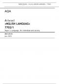 AQA  A-level ENGLISH LANGUAGE 7702/1 Paper 1	Language, the individual and society Mark scheme June 2023