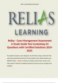 Relias - Case Management Assessment A Study Guide Test Containing 54 Questions with Certified Solutions 2024-2025.