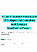NASM Specialist Final Exam2024 Expected Questions and Answers (Verified by Expert)