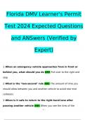 DRIVERS ED FLORIDA PERMIT Exam2024 Expected Questions and Answers (Verified by Expert)