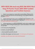 BSN HESI 266 med surg BSN 266 HESI Med Surg 70 Practice Exam (2023 2024 Update) Questions and Verified Answers.